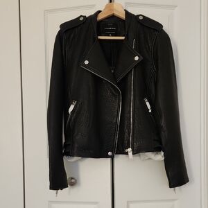 Lucky Brand Pebble Leather Moto Jacket Black Size Medium